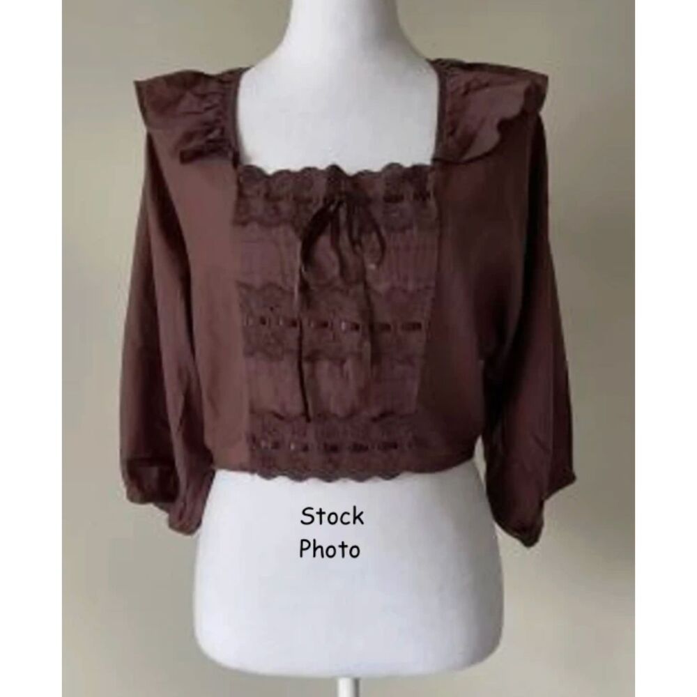 ASOS DESIGN Brown Cotton Smocked Crop Top